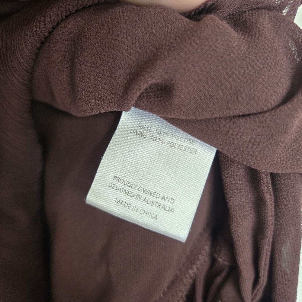 Shona Joy X Free People Pin Tuck Frill Olympia Brown Tiered Dress, 10 - Picture 10 of 12